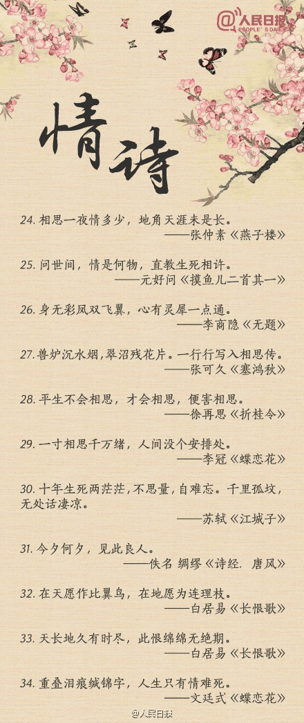 人民日?qǐng)?bào)-100句絕美情詩(shī)，值得珍藏！寫給心愛的TA