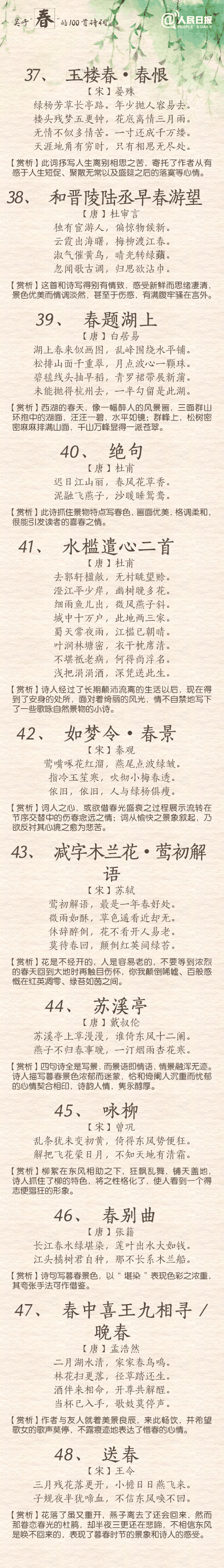 100首關(guān)于春的詩詞 與君共賞