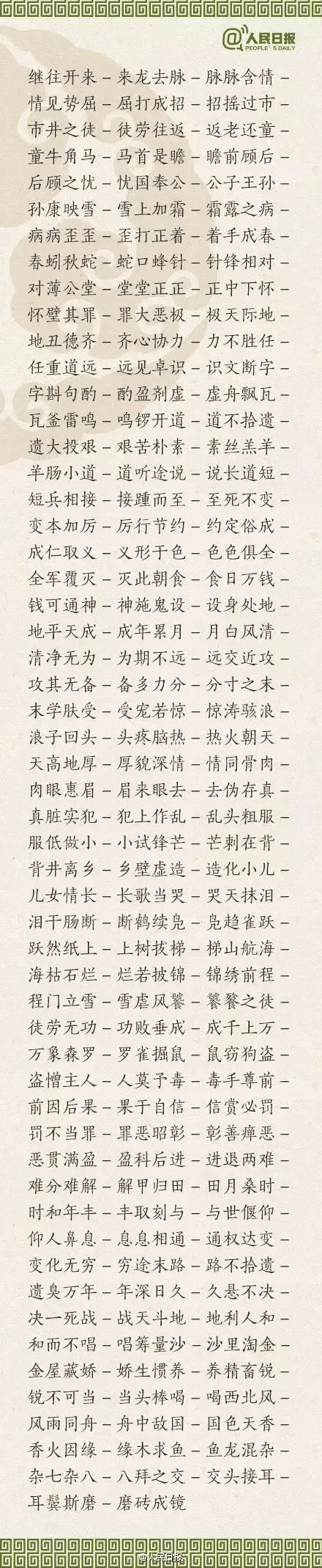?1500個(gè)成語接龍，貼在墻上，和孩子常玩，語文成績(jī)想不好都難！