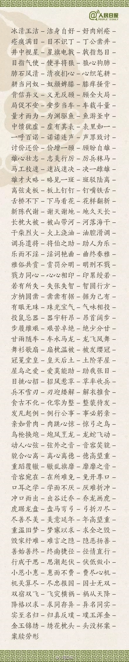 ?1500個(gè)成語接龍，貼在墻上，和孩子常玩，語文成績(jī)想不好都難！